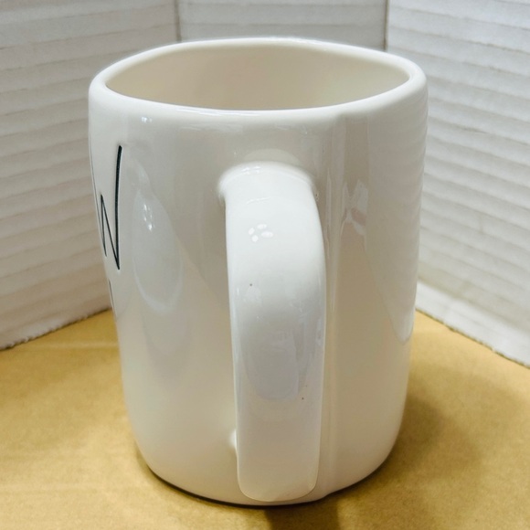 Rae Dunn mug with toboggan lid. White mug black letters, light blue top. - Picture 4 of 8